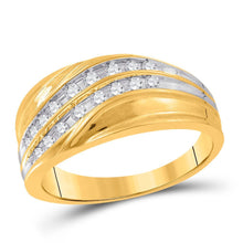Load image into Gallery viewer, 10kt Yellow Gold Mens Diagonal Double Row Diamond Wedding Band - Sparkling Symmetry - Splendid Jewellery