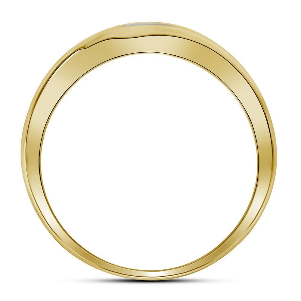 10kt Yellow Gold Mens Diagonal Double Row Diamond Wedding Band - Sparkling Symmetry - Splendid Jewellery