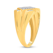 Load image into Gallery viewer, 10kt Yellow Gold Men&#39;s Diagonal Offset Square Ring with Round Diamond Accent 1/4 Cttw Side view from the 10Kt Yellow Gold Mens Round Diamond Diagonal Offset Square Ring 1 4 Cttwpin40188 collection by Splendid Jewellery