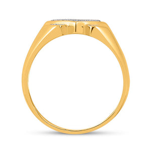 10kt Yellow Gold Men's Diagonal Offset Square Ring with Round Diamond Accent 1/4 Cttw - Splendid Jewellery