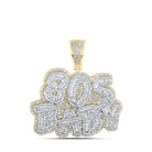 10kt Yellow Gold Men's Diamond 90s BABY Phrase Charm Pendant - 3 - 1/4 Cttw - Splendid Jewellery