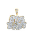 10kt Yellow Gold Men's Diamond 90s BABY Phrase Charm Pendant - 3 - 1/4 Cttw - Splendid Jewellery