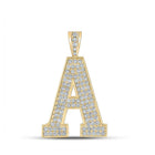10kt Yellow Gold Men's Diamond A Initial Letter Charm Pendant - 1 - 3/4 Cttw - Splendid Jewellery
