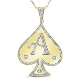 10kt Yellow Gold Men's Diamond Ace of Spades Charm Pendant - 5/8 Cttw product  Top View from Splendid Jewellery