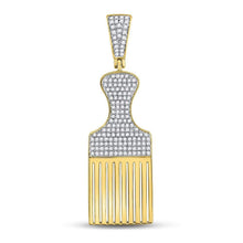 Load image into Gallery viewer, 10kt Yellow Gold Men&#39;s Diamond Afro Hair Pick Charm Pendant - 1/2 Cttw | Splendid Jewellery  Top View from Splendid Jewellery