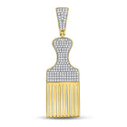10kt Yellow Gold Men's Diamond Afro Hair Pick Charm Pendant - 1/2 Cttw | Splendid Jewellery  Top View from Splendid Jewellery