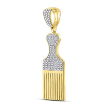 Load image into Gallery viewer, 10kt Yellow Gold Men's Diamond Afro Hair Pick Charm Pendant - 1/2 Cttw | Splendid Jewellery - Splendid Jewellery