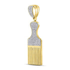 10kt Yellow Gold Men's Diamond Afro Hair Pick Charm Pendant - 1/2 Cttw | Splendid Jewellery - Splendid Jewellery