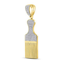 Load image into Gallery viewer, 10kt Yellow Gold Men&#39;s Diamond Afro Hair Pick Charm Pendant - 1/2 Cttw | Splendid Jewellery  Side View 2 from Splendid Jewellery
