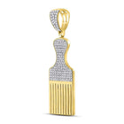 10kt Yellow Gold Men's Diamond Afro Hair Pick Charm Pendant - 1/2 Cttw | Splendid Jewellery  Side View 2 from Splendid Jewellery