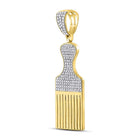 10kt Yellow Gold Men's Diamond Afro Hair Pick Charm Pendant - 1/2 Cttw | Splendid Jewellery  Side View from Splendid Jewellery