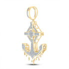 10kt Yellow Gold Men's Diamond Anchor Cross Charm Pendant - 1/2 Cttw - Splendid Jewellery