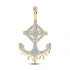 10kt Yellow Gold Men's Diamond Anchor Cross Charm Pendant - 1/2 Cttw - Splendid Jewellery