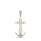 10kt Yellow Gold Men's Diamond Anchor Cross Charm Pendant - 3/8 Cttw - Splendid Jewellery