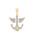 10kt Yellow Gold Men's Diamond Anchor Wing Charm Pendant - 1/2 Cttw - Splendid Jewellery