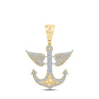 10kt Yellow Gold Men's Diamond Anchor Wing Charm Pendant - 1/2 Cttw - Splendid Jewellery