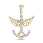 10kt Yellow Gold Men's Diamond Anchor Wings Charm Pendant - 1/3 Cttw - Splendid Jewellery - Splendid Jewellery