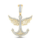 10kt Yellow Gold Men's Diamond Anchor Wings Charm Pendant - 1/3 Cttw - Splendid Jewellery - Splendid Jewellery