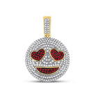 10kt Yellow Gold Men's Diamond and Ruby Smiley Heart Charm Pendant - 1 - 1/3 Cttw - Splendid Jewellery