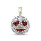 10kt Yellow Gold Men's Diamond and Ruby Smiley Heart Charm Pendant - 1 - 1/3 Cttw - Splendid Jewellery