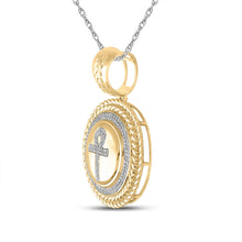 Load image into Gallery viewer, 10kt Yellow Gold Men&#39;s Diamond Ankh Circle Charm Pendant - 1/2 Cttw | Splendid Jewellery Side view from the 10Kt Yellow Gold Mens Round Diamond Ankh Circle Charm Pendant 1 2 Cttwpin287420 collection by Splendid Jewellery