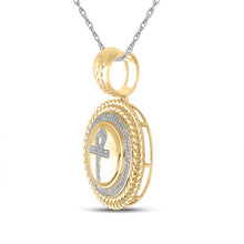 Load image into Gallery viewer, 10kt Yellow Gold Men's Diamond Ankh Circle Charm Pendant - 1/2 Cttw | Splendid Jewellery - Splendid Jewellery