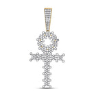 10kt Yellow Gold Men's Diamond Ankh Cross Charm Pendant - 1 Carat Total Weight  Top View from Splendid Jewellery