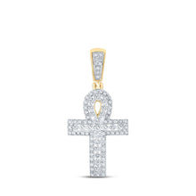 Load image into Gallery viewer, 10kt Yellow Gold Men's Diamond Ankh Cross Charm Pendant - 1/2 Cttw - Splendid Jewellery
