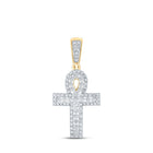 10kt Yellow Gold Men's Diamond Ankh Cross Charm Pendant - 1/2 Cttw - Splendid Jewellery