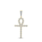 10kt Yellow Gold Men's Diamond Ankh Cross Charm Pendant - 1/3 Cttw, Splendid Jewellery - Splendid Jewellery