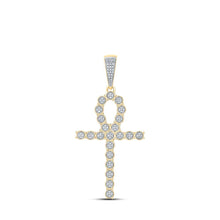 Load image into Gallery viewer, 10kt Yellow Gold Men's Diamond Ankh Cross Charm Pendant - 1/3 Cttw, Splendid Jewellery - Splendid Jewellery