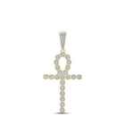 10kt Yellow Gold Men's Diamond Ankh Cross Charm Pendant - 1/3 Cttw, Splendid Jewellery - Splendid Jewellery
