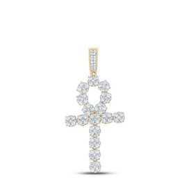 10kt Yellow Gold Men's Diamond Ankh Cross Charm Pendant - 2 - 1/2 Cttw | Splendid Jewellery - Splendid Jewellery