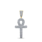 10kt Yellow Gold Men's Diamond Ankh Cross Charm Pendant - 3/4 Cttw | Splendid Jewellery - Splendid Jewellery