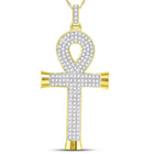 10kt Yellow Gold Men's Diamond Ankh Cross Charm Pendant - 7/8 Ct.t.w. Top view from the 10Kt Yellow Gold Mens Round Diamond Ankh Cross Charm Pendant 7 8 Cttwpin223762 collection by Splendid Jewellery