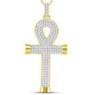 10kt Yellow Gold Men's Diamond Ankh Cross Charm Pendant - 7/8 Ct.t.w. - Splendid Jewellery