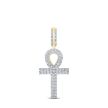 Load image into Gallery viewer, 10kt Yellow Gold Men's Diamond Ankh Cross Charm Pendant - A Dazzling Symbol of Style and Spirituality - Splendid Jewellery
