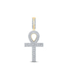 10kt Yellow Gold Men's Diamond Ankh Cross Charm Pendant - A Dazzling Symbol of Style and Spirituality - Splendid Jewellery
