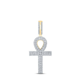 10kt Yellow Gold Men's Diamond Ankh Cross Charm Pendant - A Dazzling Symbol of Style and Spirituality - Splendid Jewellery