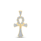 10kt Yellow Gold Men's Diamond Ankh Cross Charm Pendant - A Symbol of Style and Elegance - Splendid Jewellery