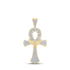 10kt Yellow Gold Men's Diamond Ankh Cross Charm Pendant - A Symbol of Style and Elegance - Splendid Jewellery