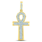 10kt Yellow Gold Men's Diamond Ankh Cross Charm Pendant - A Symbolic Splendor  Top View from Splendid Jewellery