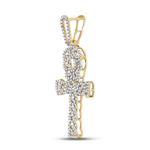 10kt Yellow Gold Men's Diamond Ankh Cross Charm Pendant - Symbol of Elegance and Spirituality - Splendid Jewellery