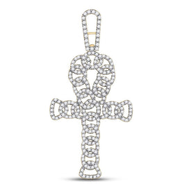 10kt Yellow Gold Men's Diamond Ankh Cross Charm Pendant - Symbol of Elegance and Spirituality - Splendid Jewellery