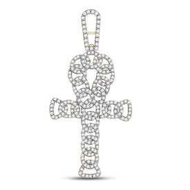 10kt Yellow Gold Men's Diamond Ankh Cross Charm Pendant - Symbol of Elegance and Spirituality  Top View from Splendid Jewellery