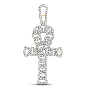 10kt Yellow Gold Men's Diamond Ankh Cross Charm Pendant - Symbol of Elegance and Spirituality - Splendid Jewellery