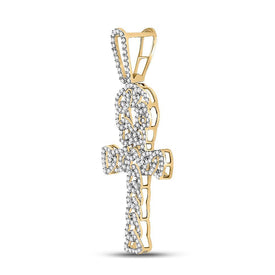 10kt Yellow Gold Men's Diamond Ankh Cross Charm Pendant - Symbol of Elegance and Spirituality - Splendid Jewellery