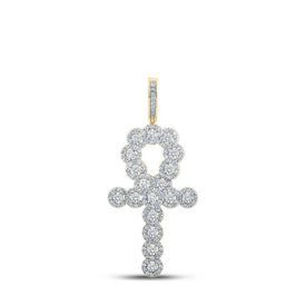 10kt Yellow Gold Men's Diamond Ankh Cross Pendant - 1 Cttw | Splendid Jewellery - Splendid Jewellery
