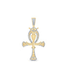 10kt Yellow Gold Men's Diamond Ankh Eye Cross Charm Pendant - Exquisite Elegance - Splendid Jewellery