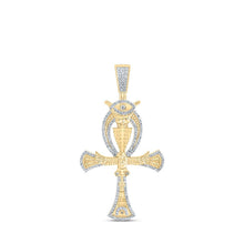 Load image into Gallery viewer, 10kt Yellow Gold Men's Diamond Ankh Eye Cross Charm Pendant - Exquisite Elegance - Splendid Jewellery